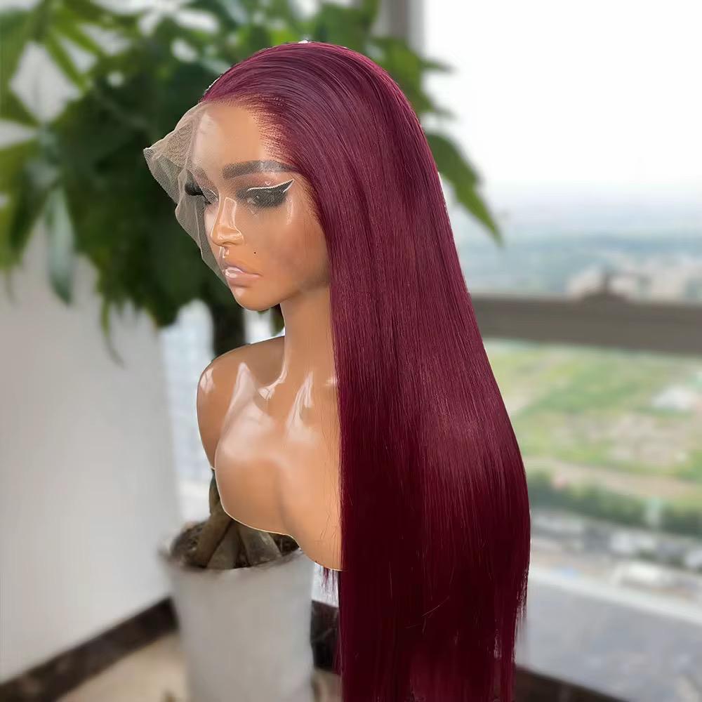 99J straight burgundy lace frontal dark wine red shape lace wigs