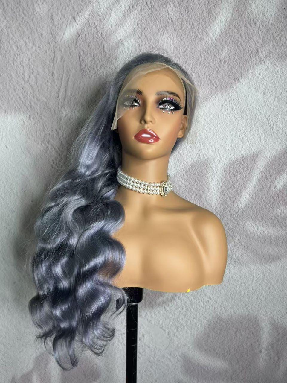 Ombre dark ash gray lace frontal body wave