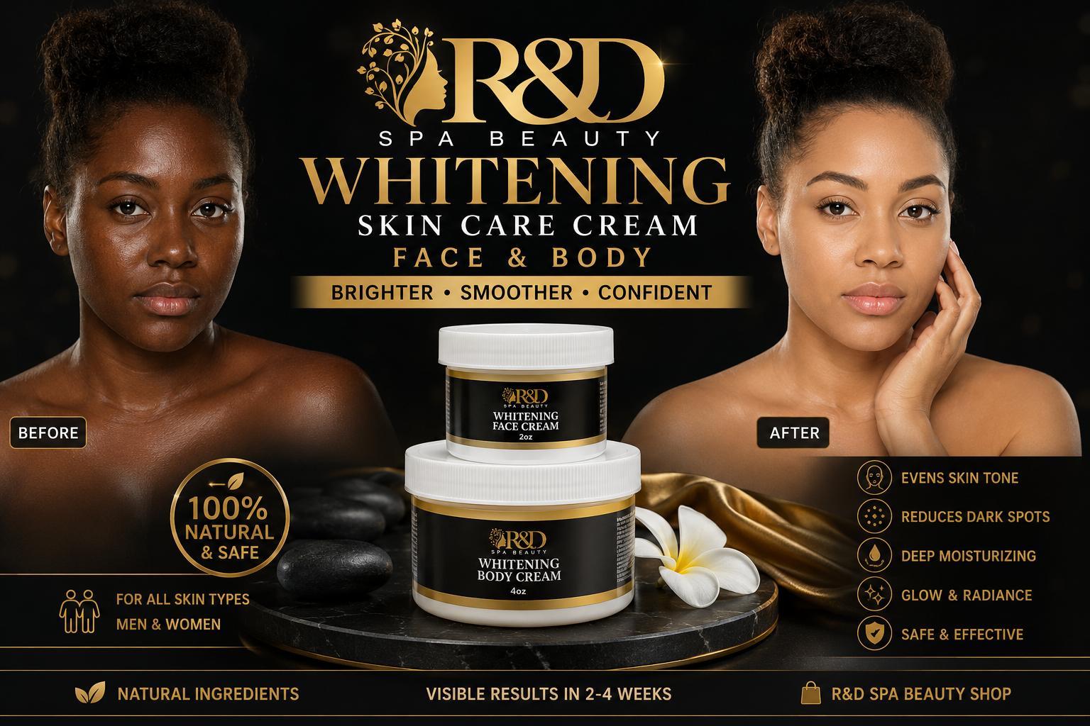 Rdspabeauty Whitening  sets of 2 pcs 2 oz face cream 4 oz body cream
